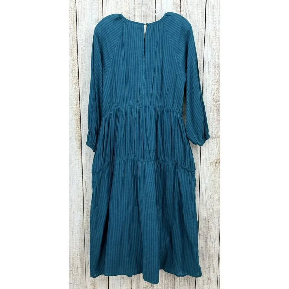 Anthropologie Sundry Stripe Dress Size 1 (Small) Long Sleeve Cotton‎ Midi Tiered